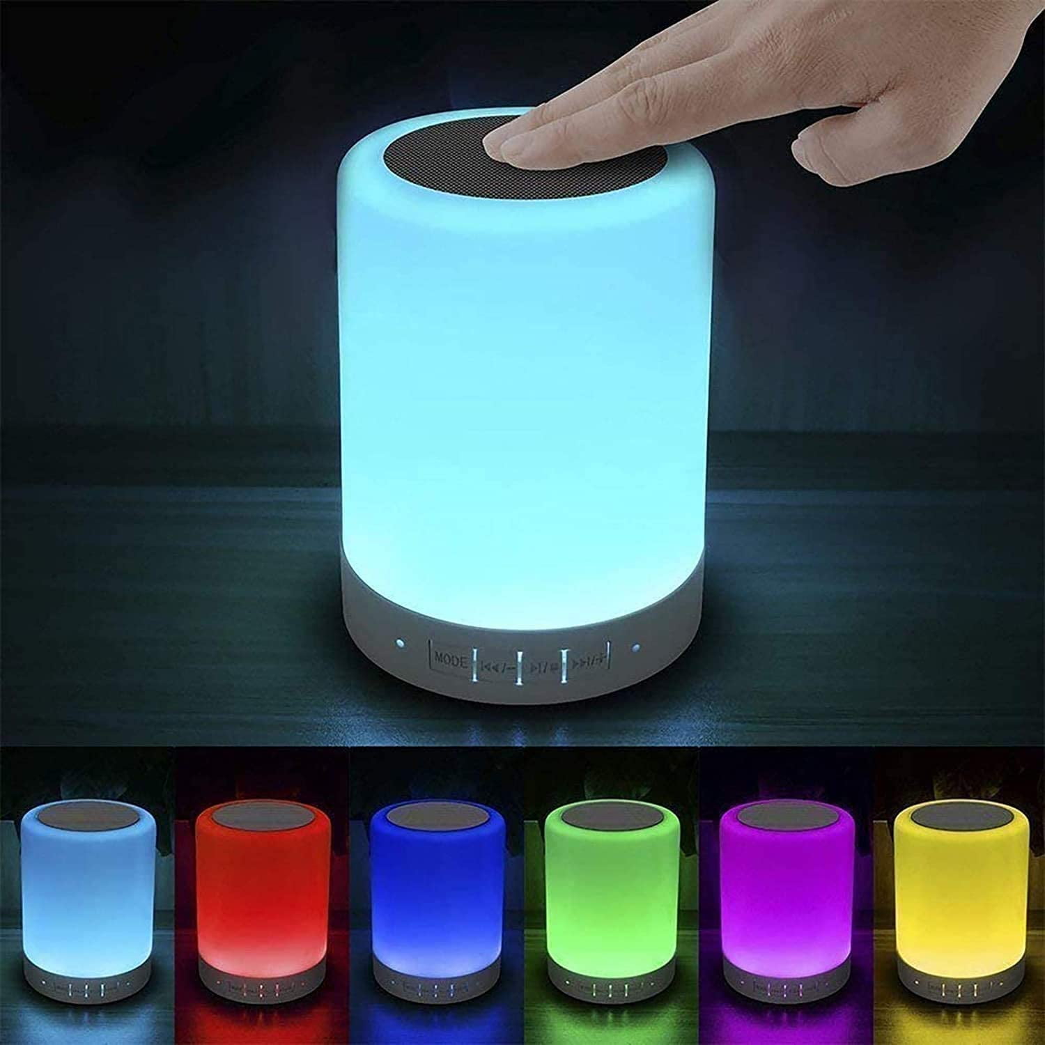 Touch Bedside Lamp - with Bluetooth Speaker, Dimmable Color Night Light, Outdoor Table Lamp with Smart Touch Control, Best Gift for Men Women Teens Kids Children Sleeping Aid