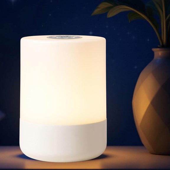 Touch Bedside Lamp, Portable Night Light, 3-Color Dimmable LED, USB Rechargeable Cordless Table Lamp for Bedroom, Nursery, Camping (A-Light-Touch)