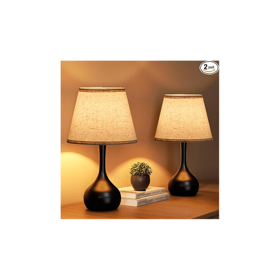 Touch Bedside Lamp for Bedroom Dimmable Farmhouse Table Lamps Nightstand Fabric Shade, Desk Lamp for Kids Reading, Home Office