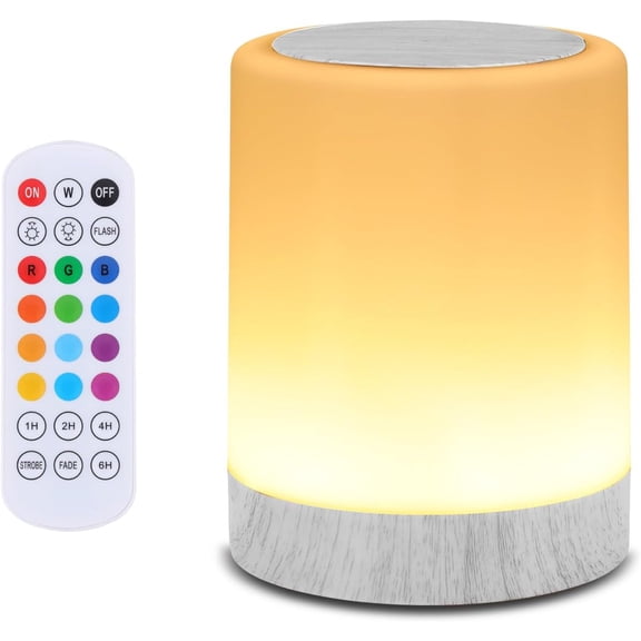 Touch Bedside Table Lamp,13 Colors & 5 Brightness, Desk Lamp, Remote Control Dimmable Light with Color Changing,Portable Lamp for ( Grain Beige)