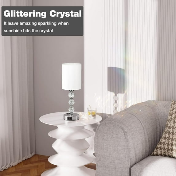 Touch Bedside with USB C+ Charging Port and AC Outlet, 3 Way Dimmable White Nightstand for Bedroom Living Room