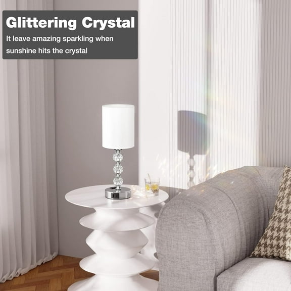 Touch Bedside with USB C+ Charging Port and AC Outlet, 3 Way Dimmable White Nightstand for Bedroom Living Room