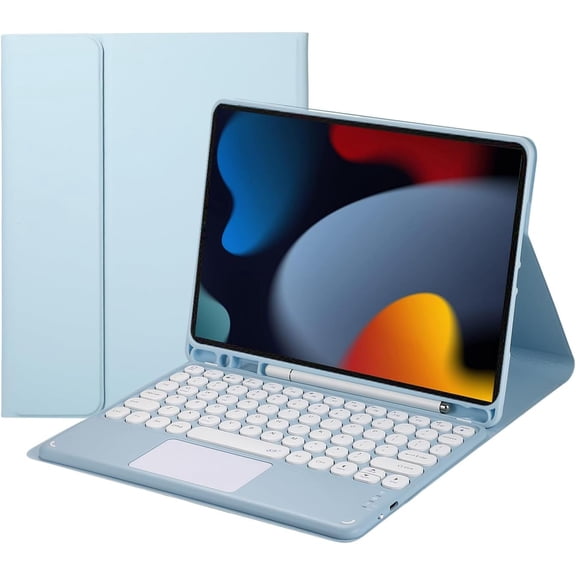 Touch Bluetooth keyboard case for iPad 9th/8th/7th, 10.2-inch, with pen holder (blue)
