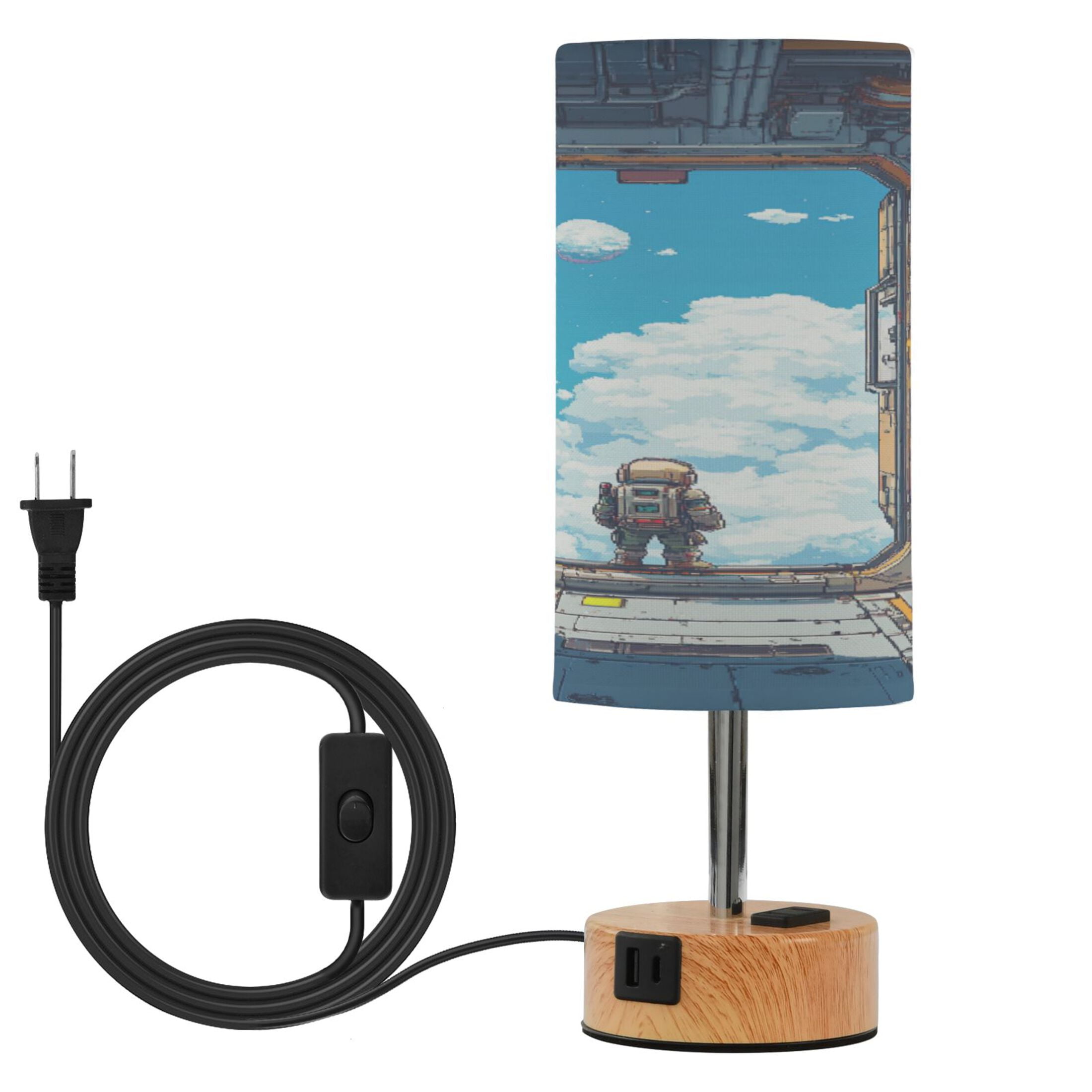 Touch-Control 3-Color Desk Lamp with Plug – Energy-Saving LED + 3 Simultaneous Charging Ports A Space Station