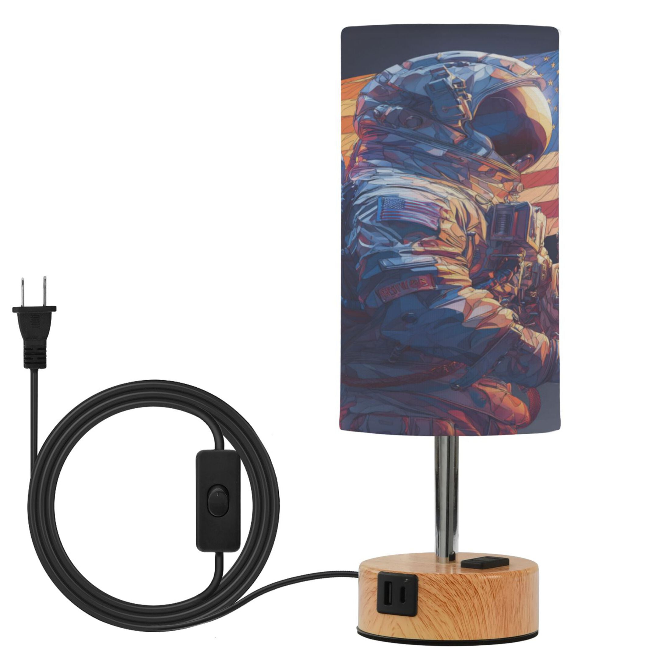 Touch-Control 3-Color Desk Lamp with Plug – Energy-Saving LED + 3 Simultaneous Charging Ports American Astronaut