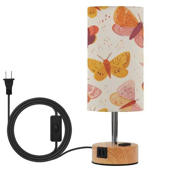 Touch-Control 3-Color Desk Lamp with Plug – Energy-Saving LED + 3 Simultaneous Charging Ports Beauty Moths