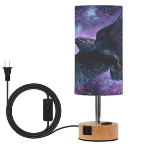 Touch-Control 3-Color Desk Lamp with Plug Energy-Saving LED + 3 Simultaneous Charging Ports Black Raven
