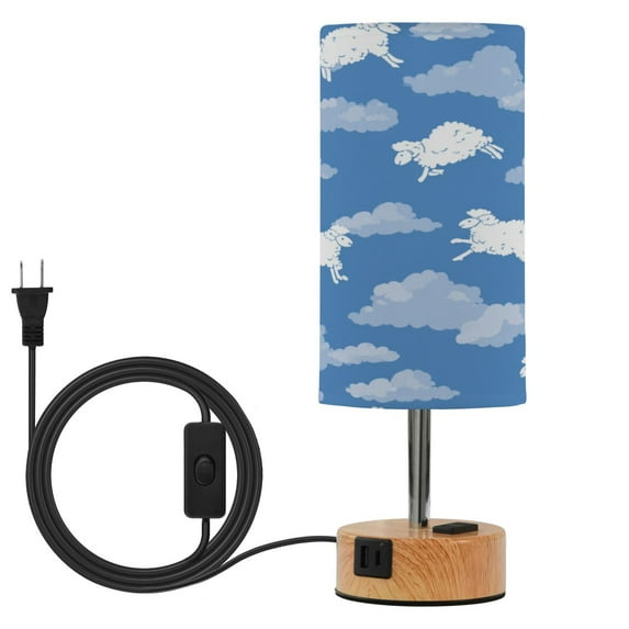 Touch-Control 3-Color Desk Lamp with Plug – Energy-Saving LED + 3 Simultaneous Charging Ports Cartoon-style White Sheep