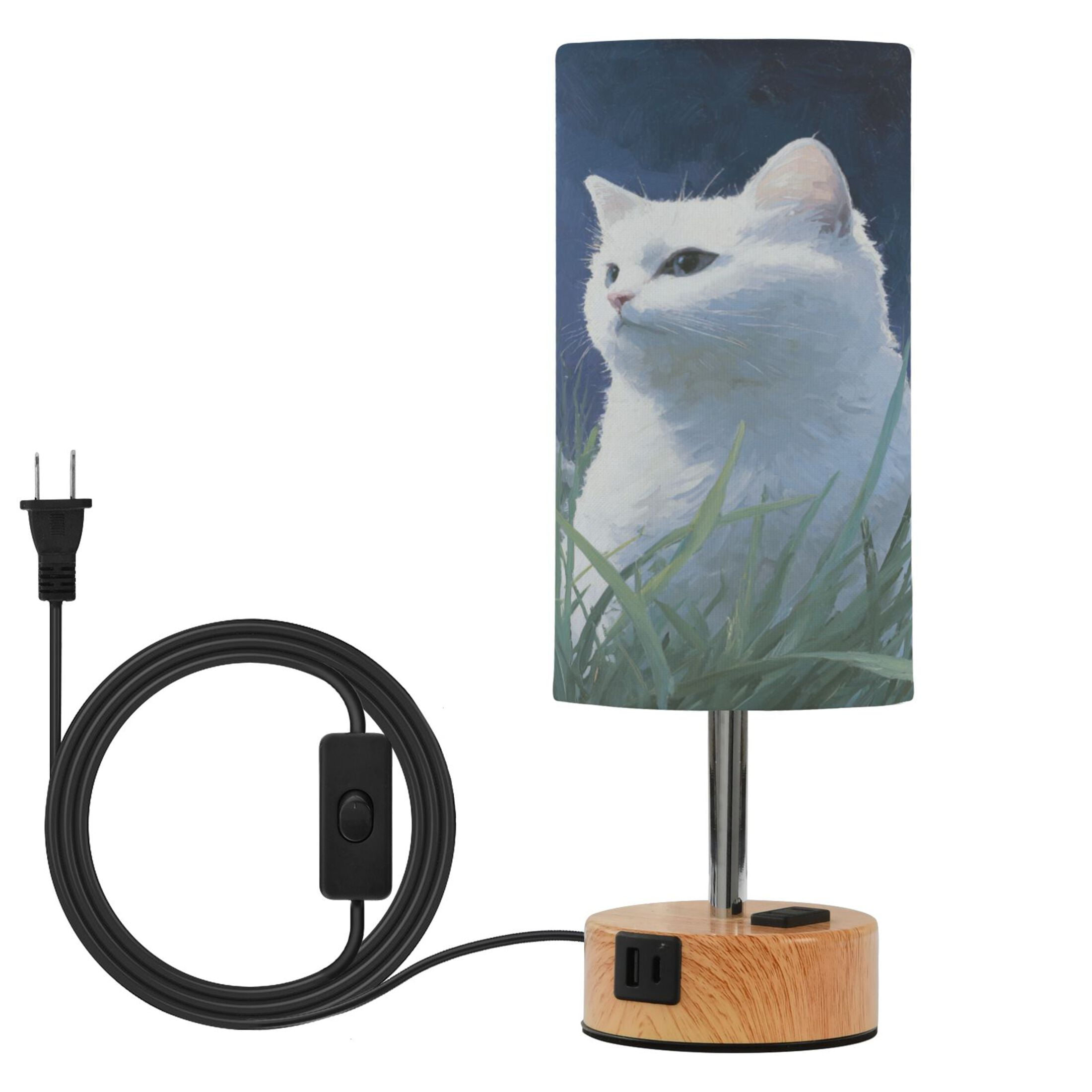 Touch-Control 3-Color Desk Lamp with Plug – Energy-Saving LED + 3 Simultaneous Charging Ports Cat Mom with Cat Babies