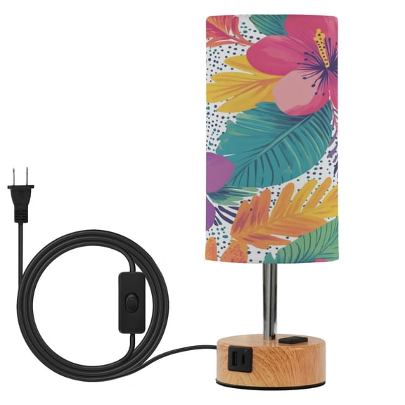 Touch-Control 3-Color Desk Lamp with Plug Energy-Saving LED + 3 Simultaneous Charging Ports Chevron Pattern