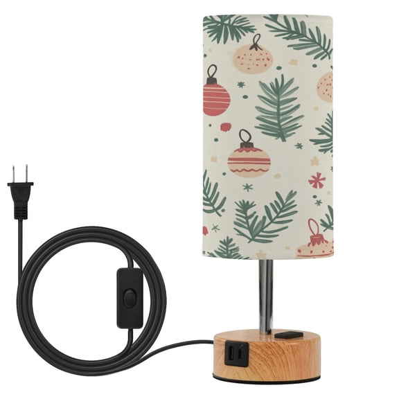 Touch-Control 3-Color Desk Lamp with Plug – Energy-Saving LED + 3 Simultaneous Charging Ports Christmas Balls Pattern