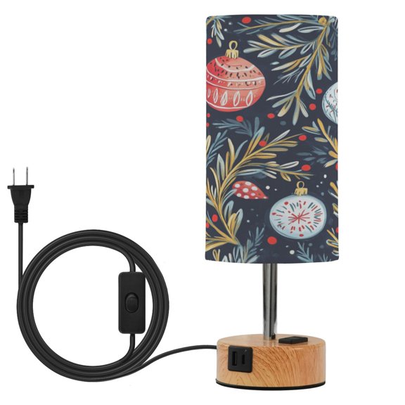 Touch-Control 3-Color Desk Lamp with Plug – Energy-Saving LED + 3 Simultaneous Charging Ports Christmas Style Balls