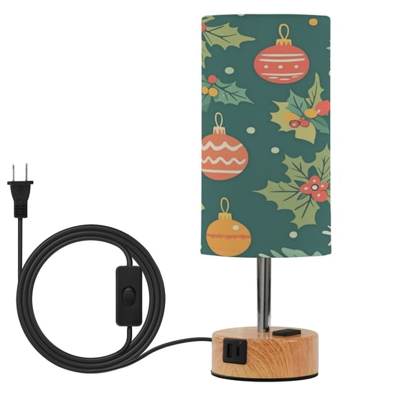 Touch-Control 3-Color Desk Lamp with Plug – Energy-Saving LED + 3 Simultaneous Charging Ports Christmas-themed Balls