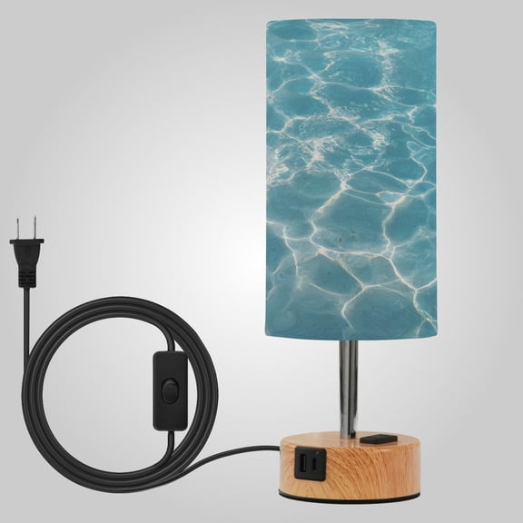 Touch-Control 3-Color Desk Lamp with Plug Energy-Saving LED + 3 Simultaneous Charging Ports Clear Water Sunlight Print