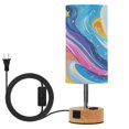 thumbnail image 1 of Touch-Control 3-Color Desk Lamp with Plug – Energy-Saving LED + 3 Simultaneous Charging Ports Colorful Painting, 1 of 8
