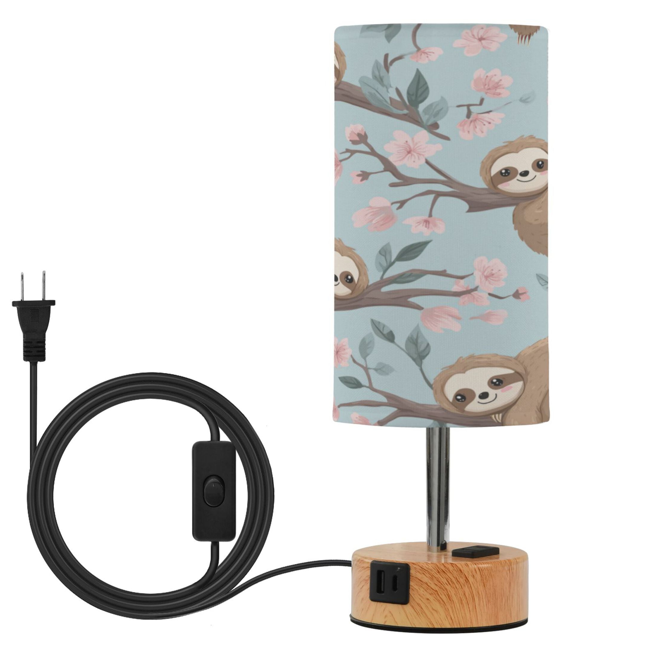 Touch-Control 3-Color Desk Lamp with Plug – Energy-Saving LED + 3 Simultaneous Charging Ports Cute Cartoon Sloth