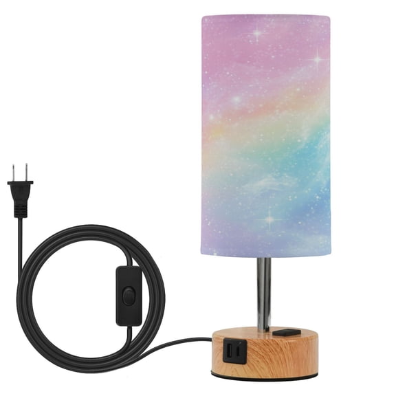 Touch-Control 3-Color Desk Lamp with Plug – Energy-Saving LED + 3 Simultaneous Charging Ports Cute Pastel Rainbow Galaxy