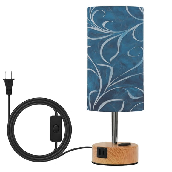 Touch-Control 3-Color Desk Lamp with Plug – Energy-Saving LED + 3 Simultaneous Charging Ports Dark Blue Printing