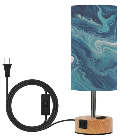 Touch-Control 3-Color Desk Lamp with Plug – Energy-Saving LED + 3 Simultaneous Charging Ports Dark Blue Swirling