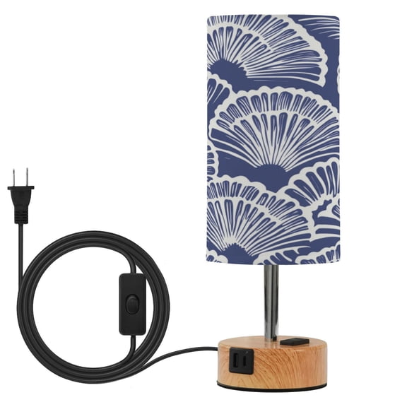 Touch-Control 3-Color Desk Lamp with Plug – Energy-Saving LED + 3 Simultaneous Charging Ports Fan on Dark Blue Background