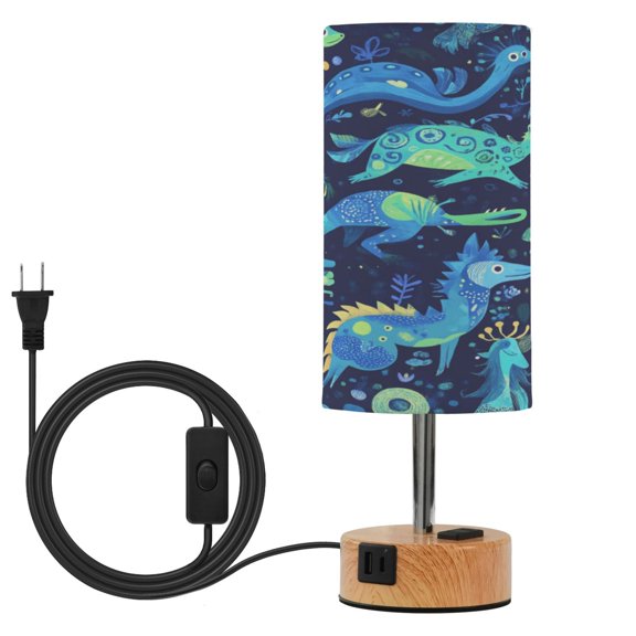 Touch-Control 3-Color Desk Lamp with Plug – Energy-Saving LED + 3 Simultaneous Charging Ports Fantastical Creatures