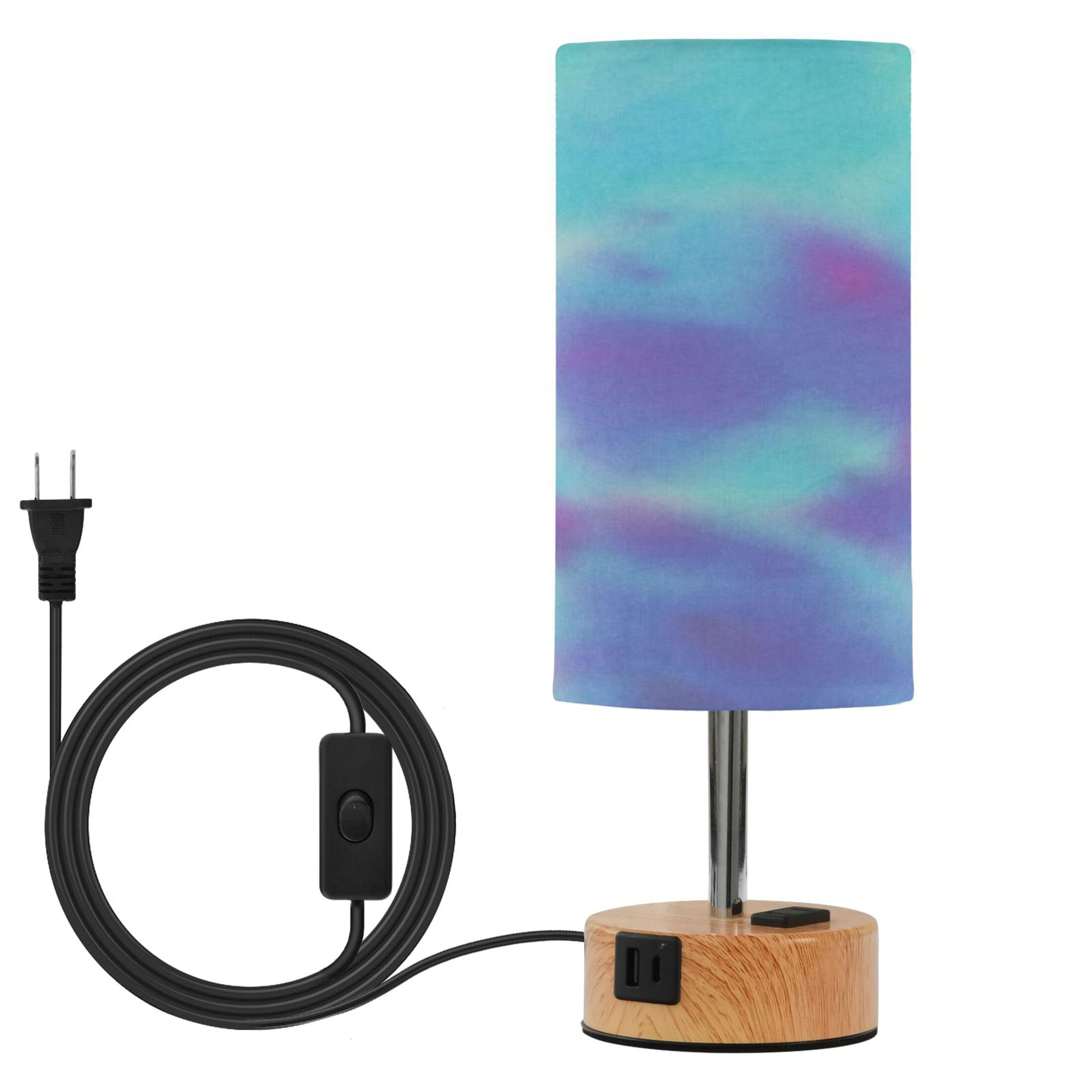 Touch-Control 3-Color Desk Lamp with Plug – Energy-Saving LED + 3 Simultaneous Charging Ports Gradient Tie-dye