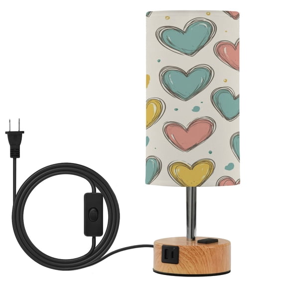 Touch-Control 3-Color Desk Lamp with Plug – Energy-Saving LED + 3 Simultaneous Charging Ports Green Yellow Red Hearts