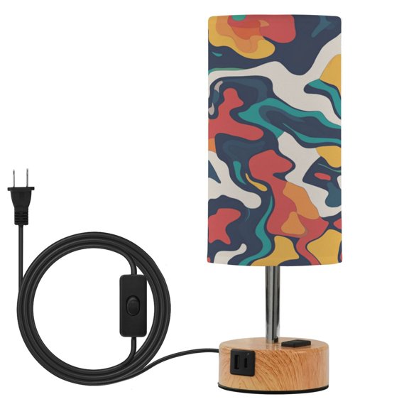 Touch-Control 3-Color Desk Lamp with Plug – Energy-Saving LED + 3 Simultaneous Charging Ports Irregular Colorfu Spots