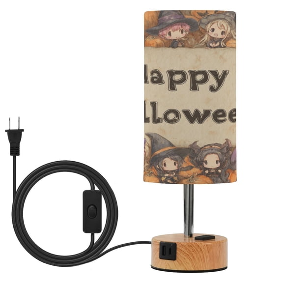 Touch-Control 3-Color Desk Lamp with Plug Energy-Saving LED + 3 Simultaneous Charging Ports Kawaii Happy Witches