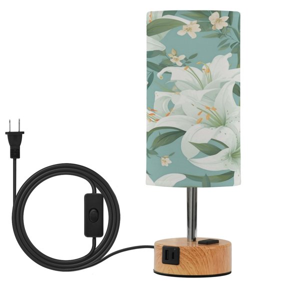 Touch-Control 3-Color Desk Lamp with Plug – Energy-Saving LED + 3 Simultaneous Charging Ports Lily Flower