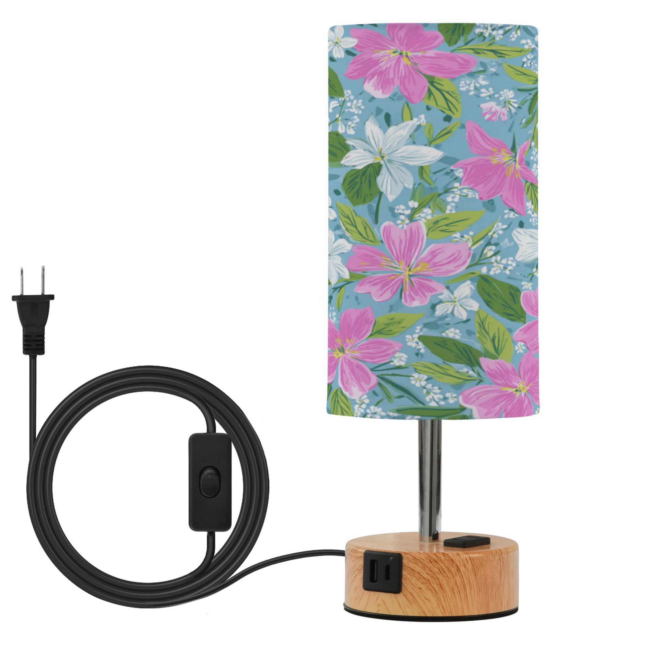 Touch-Control 3-Color Desk Lamp with Plug – Energy-Saving LED + 3 Simultaneous Charging Ports Lily Pulitzer Floral Pattern