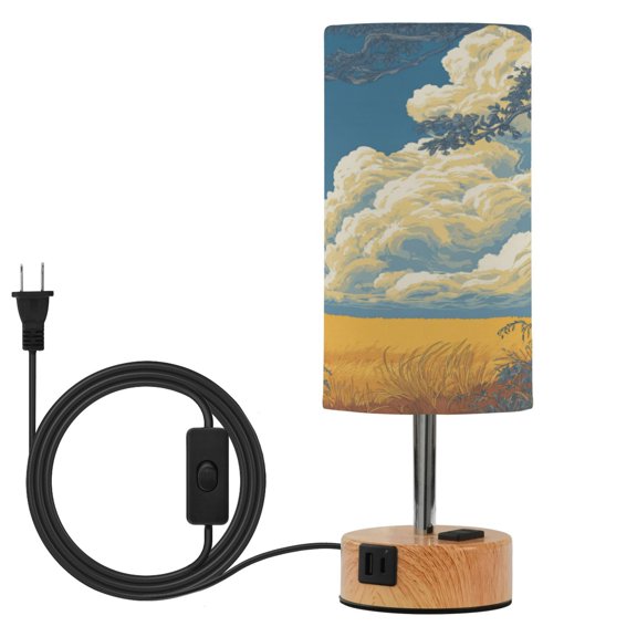 Touch-Control 3-Color Desk Lamp with Plug  Energy-Saving LED + 3 Simultaneous Charging Ports Lonely Cat