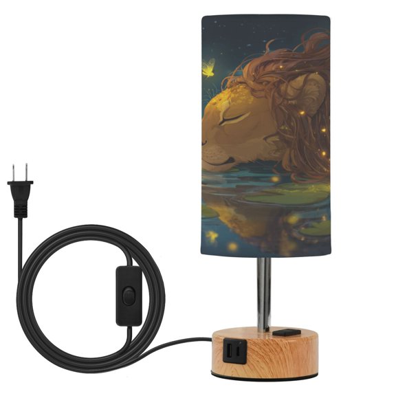 Touch-Control 3-Color Desk Lamp with Plug  Energy-Saving LED + 3 Simultaneous Charging Ports Lonely Lion