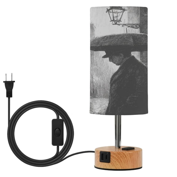 Touch-Control 3-Color Desk Lamp with Plug  Energy-Saving LED + 3 Simultaneous Charging Ports Lonely Man