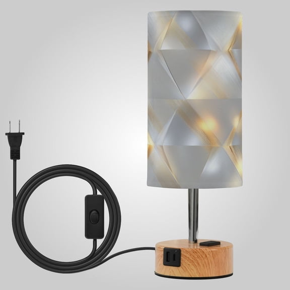 Touch-Control 3-Color Desk Lamp with Plug Energy-Saving LED + 3 Simultaneous Charging Ports Luxe Triangular Gradient