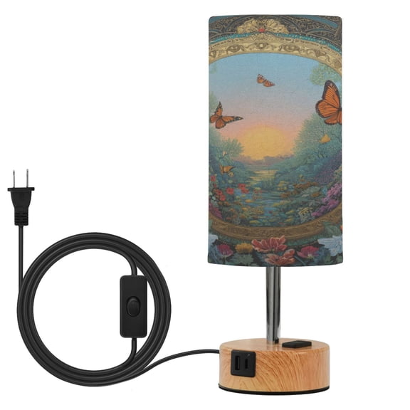 Touch-Control 3-Color Desk Lamp with Plug Energy-Saving LED + 3 Simultaneous Charging Ports Magic Mirror