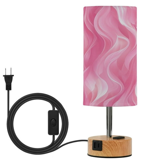 Touch-Control 3-Color Desk Lamp with Plug – Energy-Saving LED + 3 Simultaneous Charging Ports Pink Flames