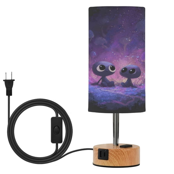 Touch-Control 3-Color Desk Lamp with Plug  Energy-Saving LED + 3 Simultaneous Charging Ports Purple Alien