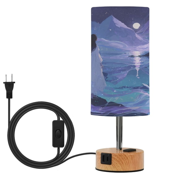 Touch-Control 3-Color Desk Lamp with Plug – Energy-Saving LED + 3 Simultaneous Charging Ports Purple Dreams