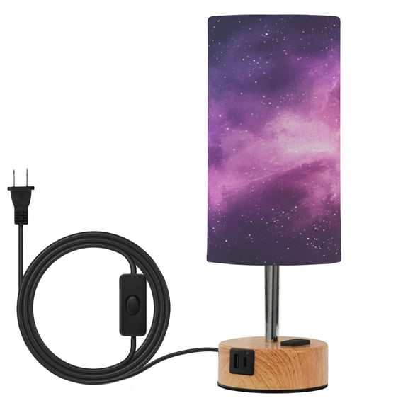 Touch-Control 3-Color Desk Lamp with Plug – Energy-Saving LED + 3 Simultaneous Charging Ports Purple Gradient Galaxy