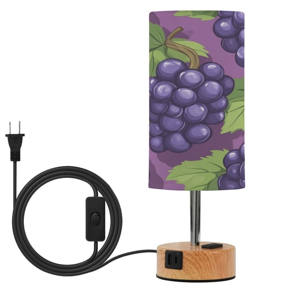 Touch-Control 3-Color Desk Lamp with Plug Energy-Saving LED + 3 Simultaneous Charging Ports Purple Grapes