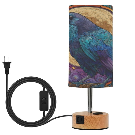 Touch-Control 3-Color Desk Lamp with Plug – Energy-Saving LED + 3 Simultaneous Charging Ports Purple Majestic Raven