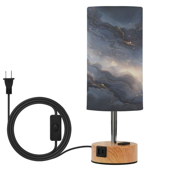 Touch-Control 3-Color Desk Lamp with Plug – Energy-Saving LED + 3 Simultaneous Charging Ports Quicksand and Stars