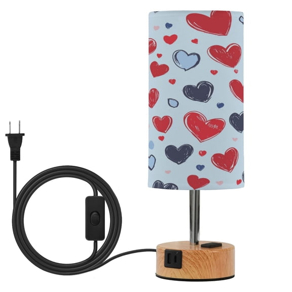 Touch-Control 3-Color Desk Lamp with Plug – Energy-Saving LED + 3 Simultaneous Charging Ports Red Black Blue Hearts