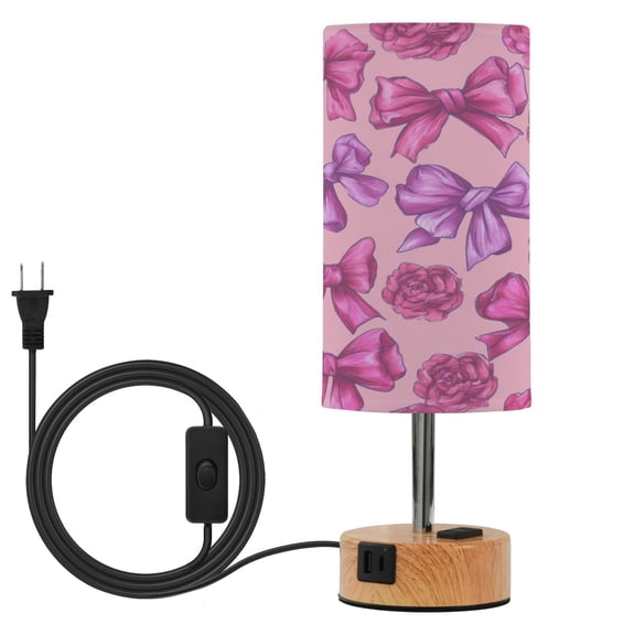 Touch-Control 3-Color Desk Lamp with Plug – Energy-Saving LED + 3 Simultaneous Charging Ports Roses and Bows