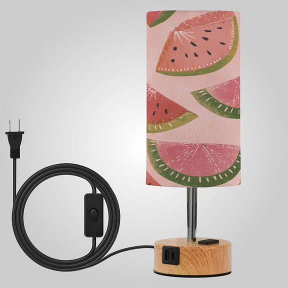 Touch-Control 3-Color Desk Lamp with Plug  Energy-Saving LED + 3 Simultaneous Charging Ports Sweet Summer Melon