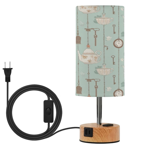 Touch-Control 3-Color Desk Lamp with Plug Energy-Saving LED + 3 Simultaneous Charging Ports Teapots Clocks and Keys