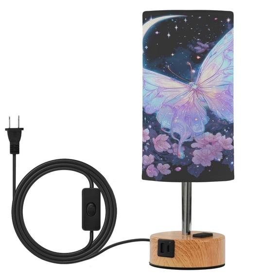 Touch-Control 3-Color Desk Lamp with Plug – Energy-Saving LED + 3 Simultaneous Charging Ports Transparent Beautiful Butterfly