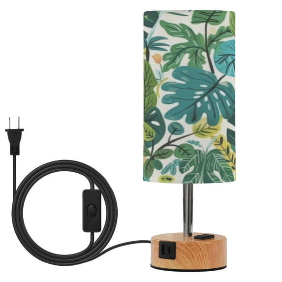 Touch-Control 3-Color Desk Lamp with Plug – Energy-Saving LED + 3 Simultaneous Charging Ports Tropical Green