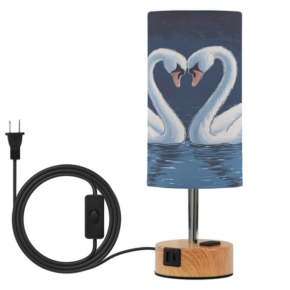 Touch-Control 3-Color Desk Lamp with Plug Energy-Saving LED + 3 Simultaneous Charging Ports Two Swans